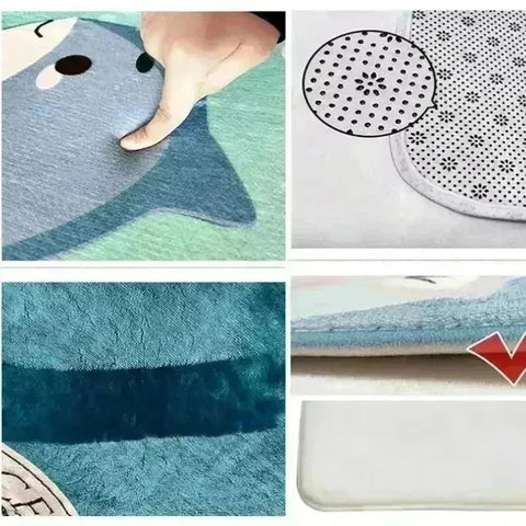 Navak Carpet Cartoon Animal Face Pattern Carpet Learning Interactive Non-Slip Machine Washable Polyester Fiber  Versatile Home Decor Rugs