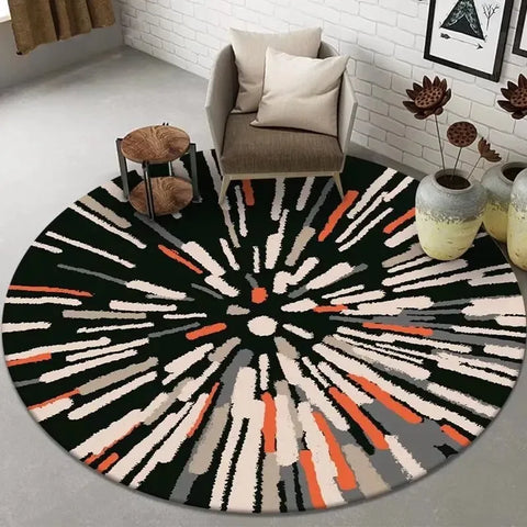 Navak Carpet Abstract Art Round Rug Living Room Sofa Bedroom Decorative Carpet Computer Chair Floor Mat Non-Slip