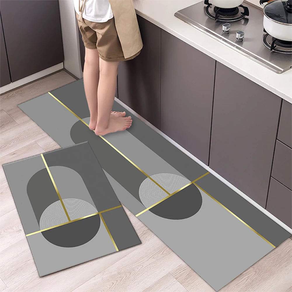 Navak Carpet Polyster Waterproof Oilproof Kitchen Mat Printed Antislip Bath Mat Soft Bedroom Floor Mat Living Room Carpet Doormat Kitchen Rug