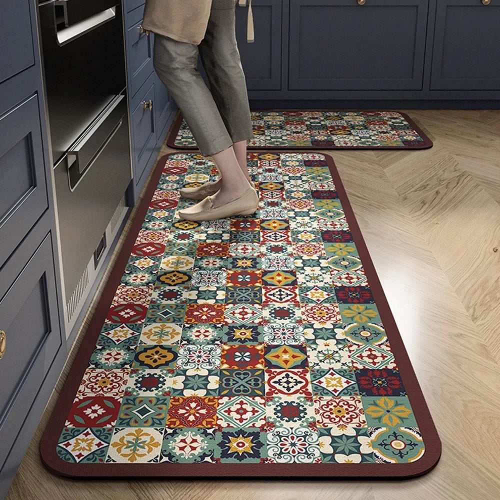 Navak Carpet Kitchen Mat Absorbent Printed Kitchen Rugs Non-slip Area Mat Hallway Long Carpets for Living Room Bedroom Entrance Doormat Bath