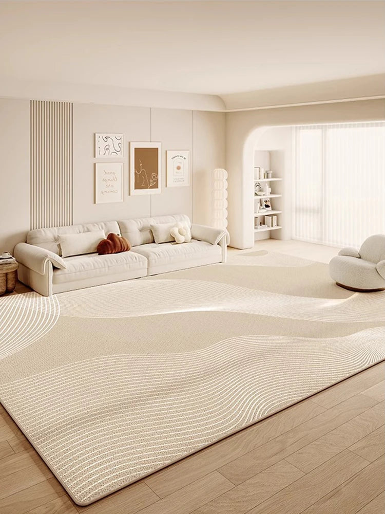 Navak Carpet Cream Abstract Luxurious Striped Carpet Artistic Creative Living Room Carpets Large Size Balcony Rug Easy To Clean Bedroom Rugs
