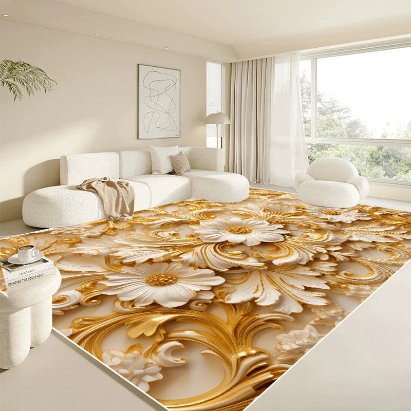 Navak Carpet Modern White Large Carpet for Living Room Luxury Gold Rug Home Decoration Bedroom Mat Bedside Soft Non-slip 200x300 Carpets 러그