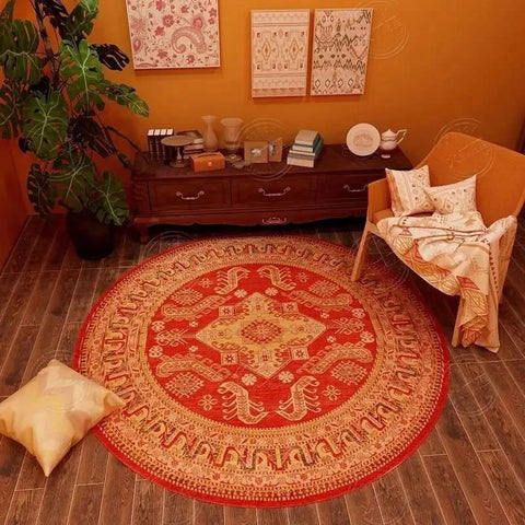 Navak Carpet Persian Retro Ethnic Style Round Living Room Rug Coffee Table Hanging Chair Swivel Chair Floor Mat Bedroom Bedside Rug