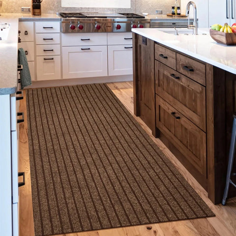 Navak Carpet Non-slip door mat, solid color striped kitchen carpet floor mat, easy to clean suitable for hallway, kitchen, bathroom
