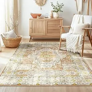 Navak Carpet Area Rugs Machine Washable No Pile Non Slip Vintage Rugs for Living Room&Bedroom&Dinning Room Bohemian Distressed Carpet I