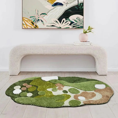 Navak Carpet Moss Rug 3D Stereo for Living Room Imitation Cashmere Green Carpet Bedroom Bedside Floor Mat Anti-Slip Shaggy Rugs Home Decor