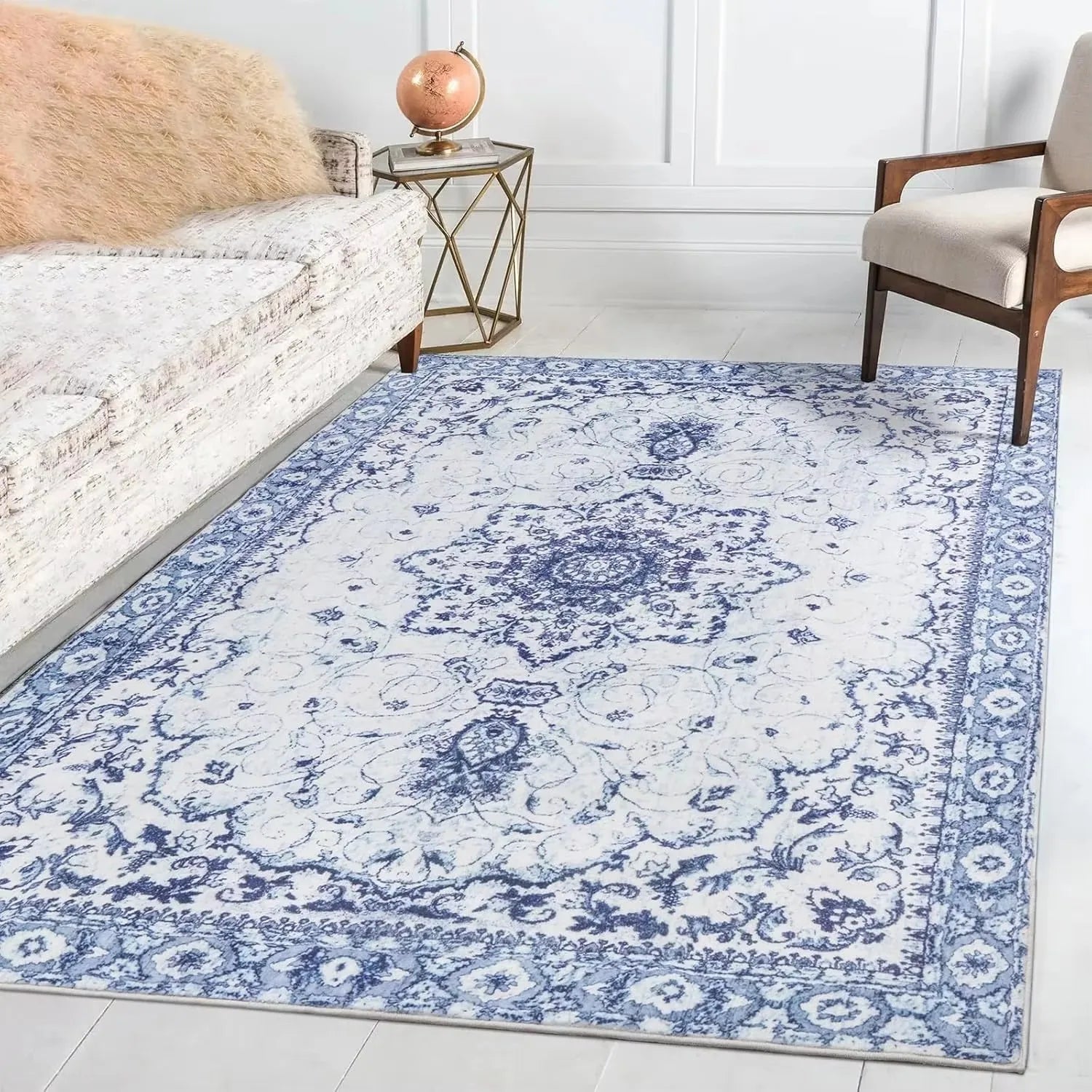 Navak Carpet Non-Slip Backing Area Rugs Pink Soft Carpet Foldable Machine Retro Washable for Living Room Bedroom Dining Home Office Decorate