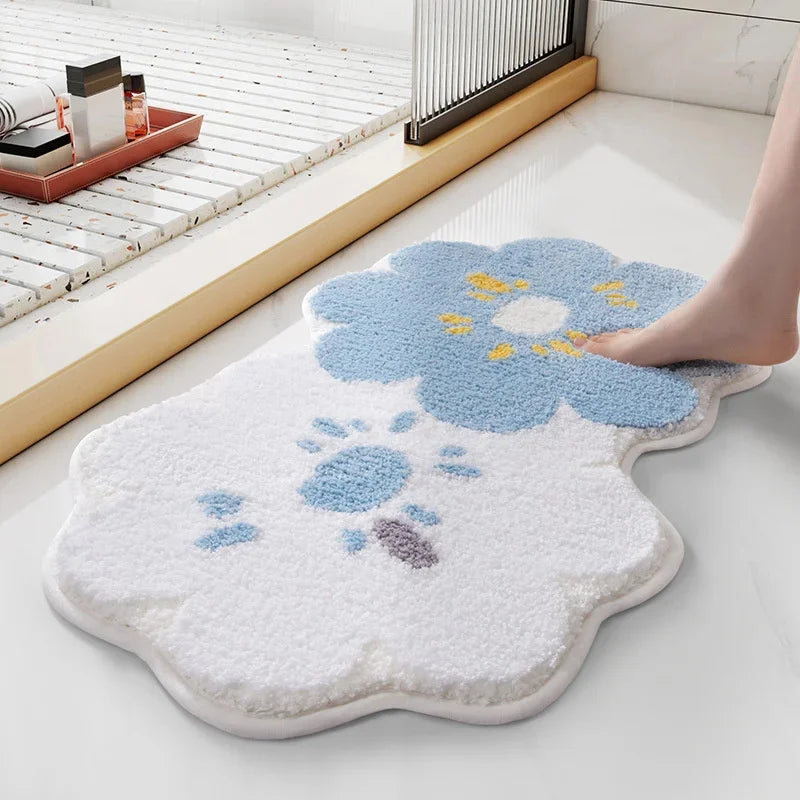 Navak Carpet Flower Shaped Cute Bathroom Mats Carpets Microfiber Tufted Mat Cute Luxury Fluffy Thick Rugs High Low Plush Irregular Carpets
