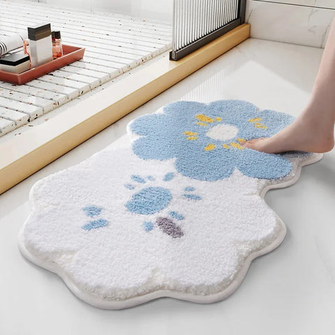 Navak Carpet Flower Shaped Cute Bathroom Mats Carpets Microfiber Tufted Mat Cute Luxury Fluffy Thick Rugs High Low Plush Irregular Carpets