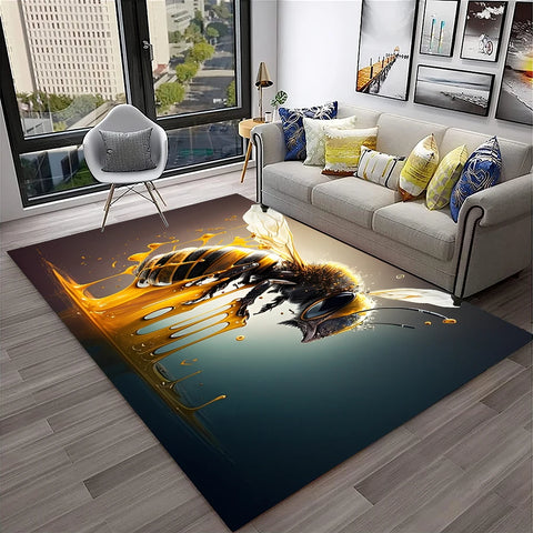 Navak Carpet Cute Bee HoneyBee Insect Cartoon 3D Carpet Rug for Home Living Room Bedroom Sofa Doormat Decor,kids Area Rug Non-slip Floor Mat