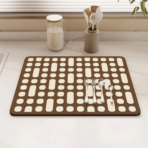 Navak Carpet Minimalis Striped Dish Drying Mat Super Absorbent Ktichen Rug Non Slip Tableware Drain Pad Home Diatom Mud Door Mats Washable