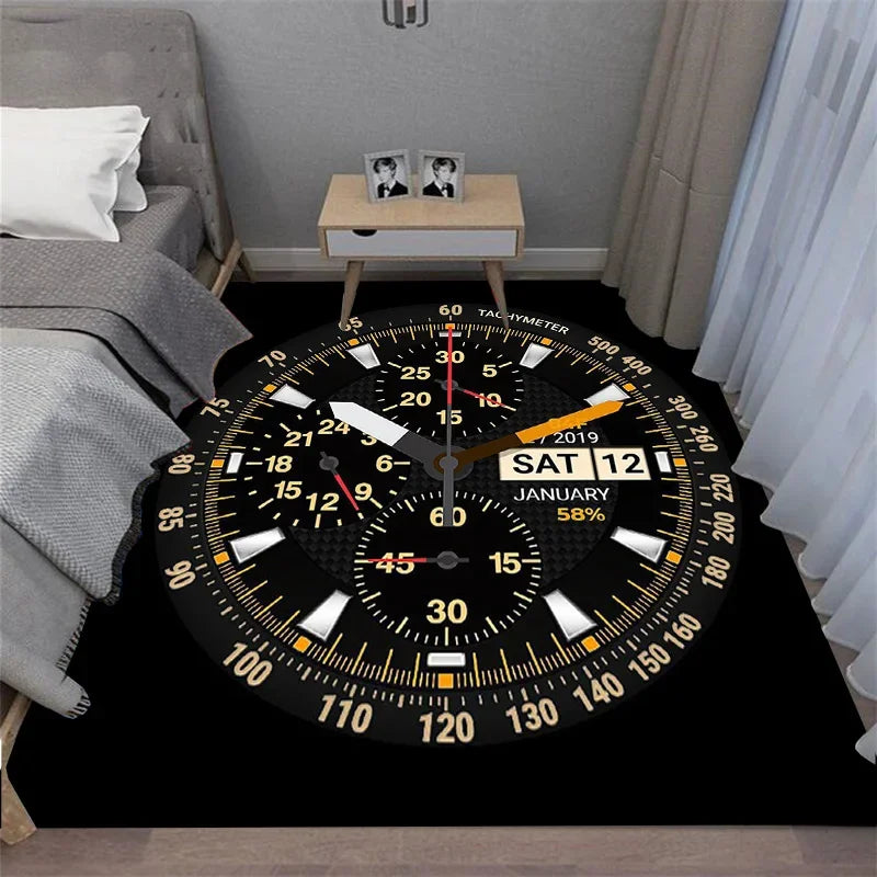 Navak Carpet Multi-functional O-OMEGA Dial Crown Watch Pointer Pattern Living Room Bedroom Sofa Decoration Carpet Floor Mat Rugs