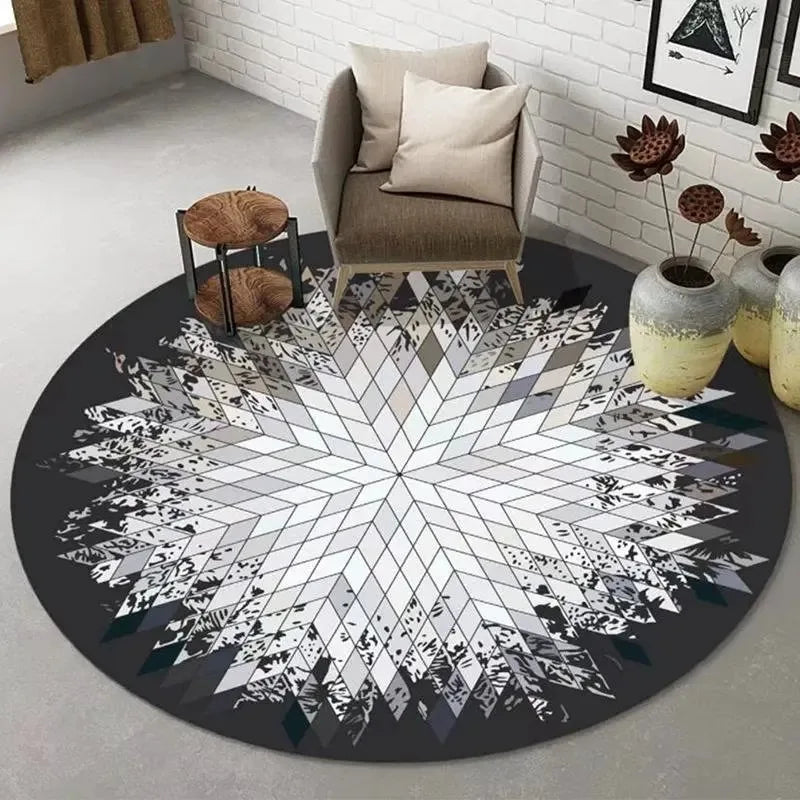 Navak Carpet Abstract Art Round Rug Living Room Sofa Bedroom Decorative Carpet Computer Chair Floor Mat Non-Slip