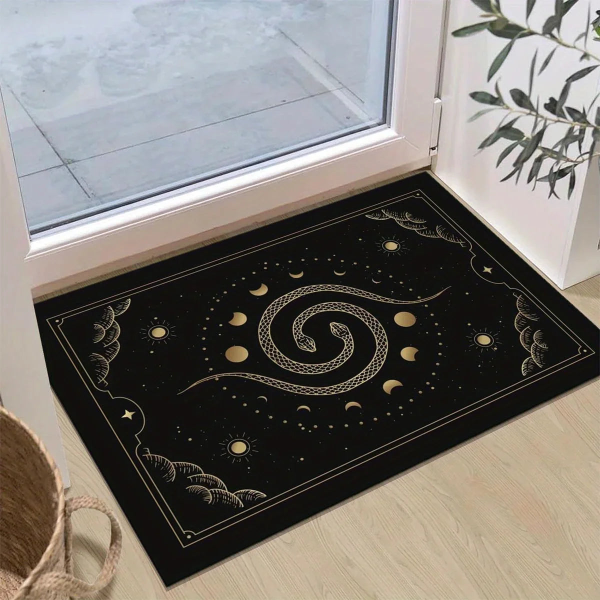 Navak Carpet Crystal Velvet Carpet Moon Phase Snake and Star Pattern Area Carpet Non-Slip Door Mat Home Decoration Multi Size