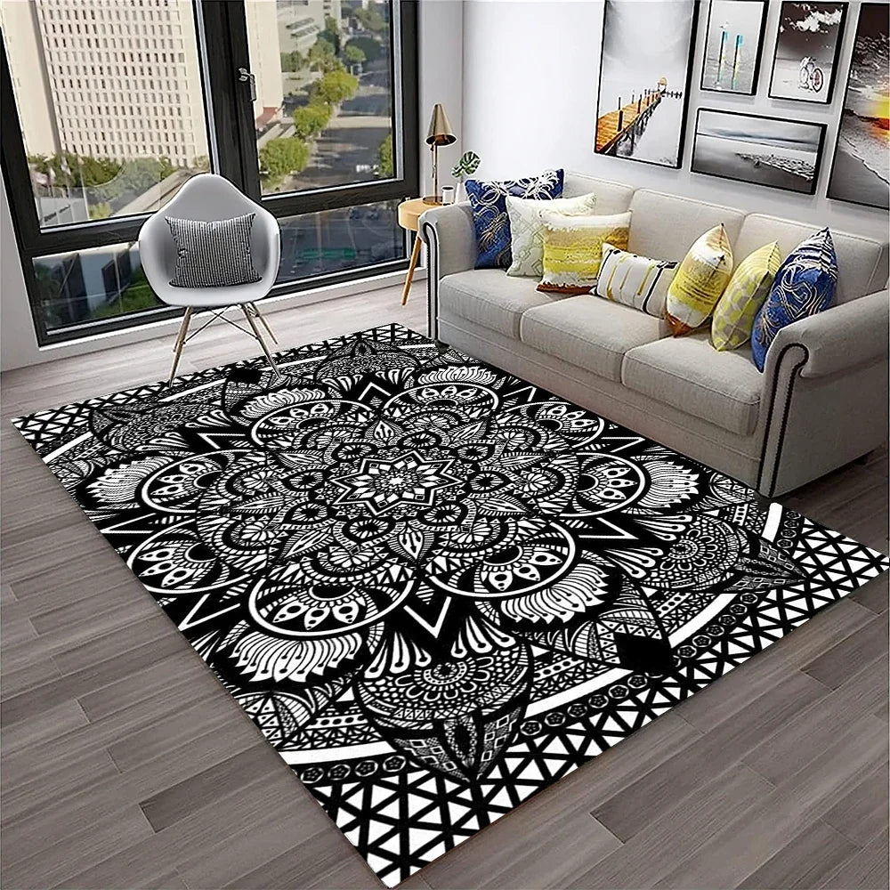 Navak Carpet 3D Mandala Bohemia Geometric Carpet Rug for Home Living Room Bedroom Sofa Kitchen Doormat Decor,Kid Area Rug Non-slip Floor Mat