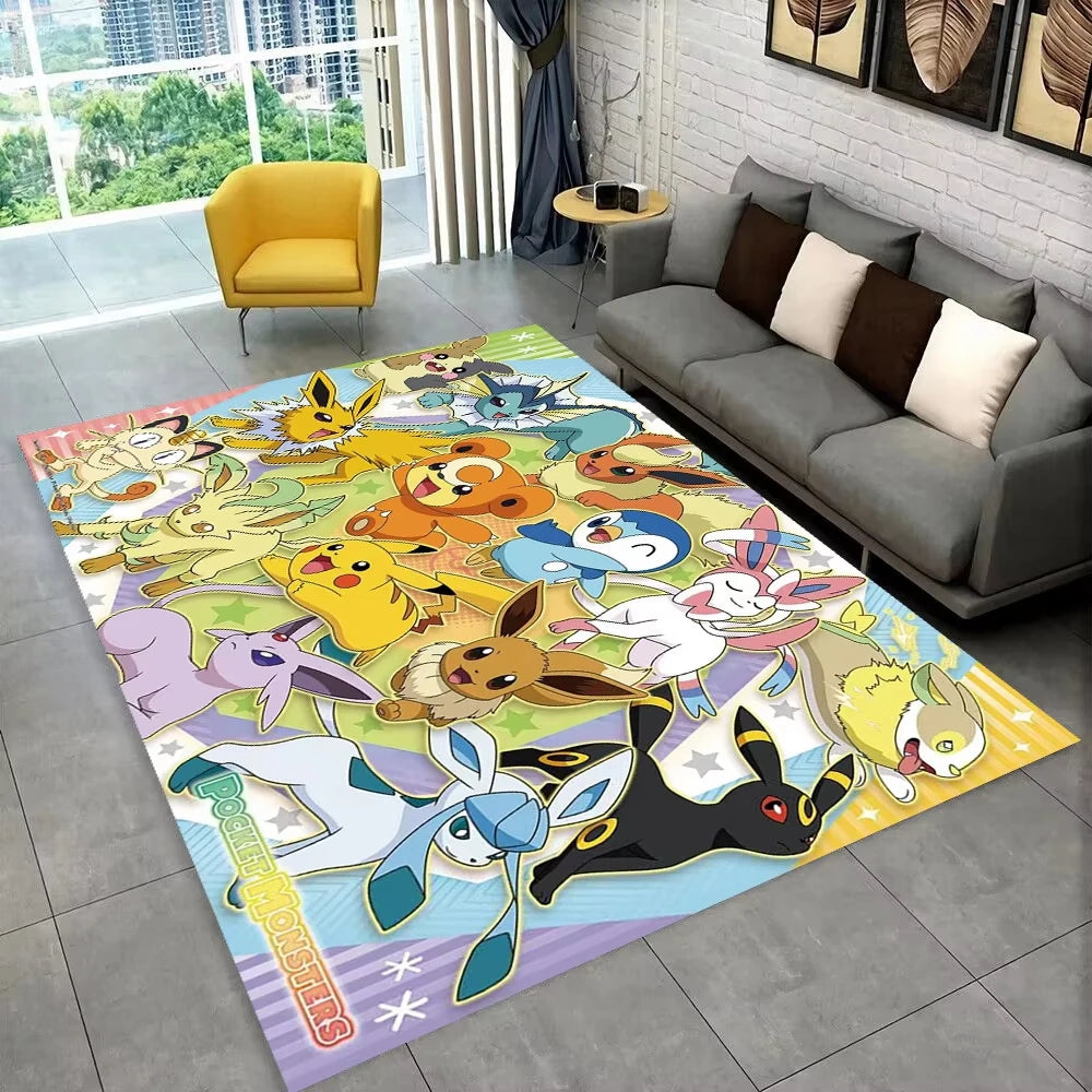 Navak Carpet Daily Picks Fun Pokemon Game Cartoon Floor Mat for Kids Playroom Bedroom Living Room Soft Area Rug Game Theme Carpet Man's Cave Decor