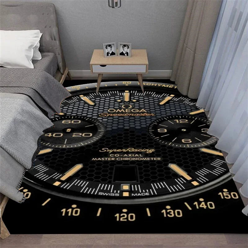 Navak Carpet Multi-functional O-OMEGA Dial Crown Watch Pointer Pattern Living Room Bedroom Sofa Decoration Carpet Floor Mat Rugs