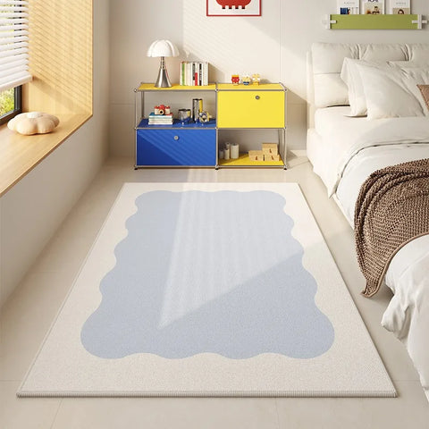 Navak Carpet Bedroom Floor Mat Non-slip Soft Comfortable Carpet Blue and White Wave Geometric Cute Rug Long Home Decoration Mats 침실 카펫