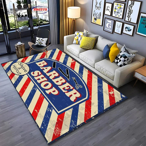 Navak Carpet Barber Shop sign Pattern Carpet,Living Room and Bedroom Household Items,Children's Room Sofa Mats, Doormat Floor  Anti-slip Rug
