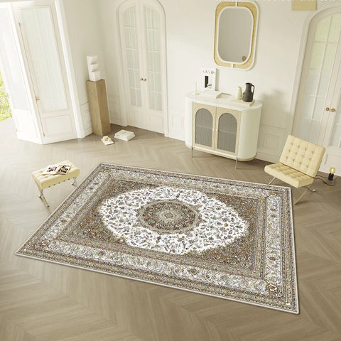 Navak Carpet Persian Retro Style Living Room Carpet Light Luxury Decoration Home Easy Clean Floor Mat Bedroom Cloakroom Non-slip Washable Rug