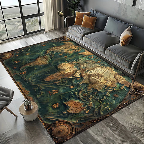 Navak Carpet Retro Marine Nautical Chart Compass Carpet Rug for Home Living Room Bedroom Sofa Doormat Decor, Floor Mat