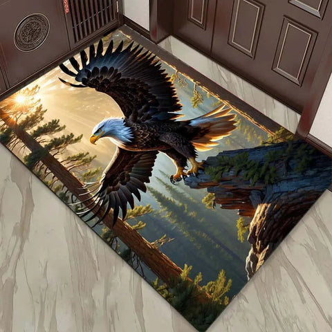 Navak Carpet 3D Eagle take-off printing area carpet-non-slip polyester chair carpet pad, living room interior bedroom decoration