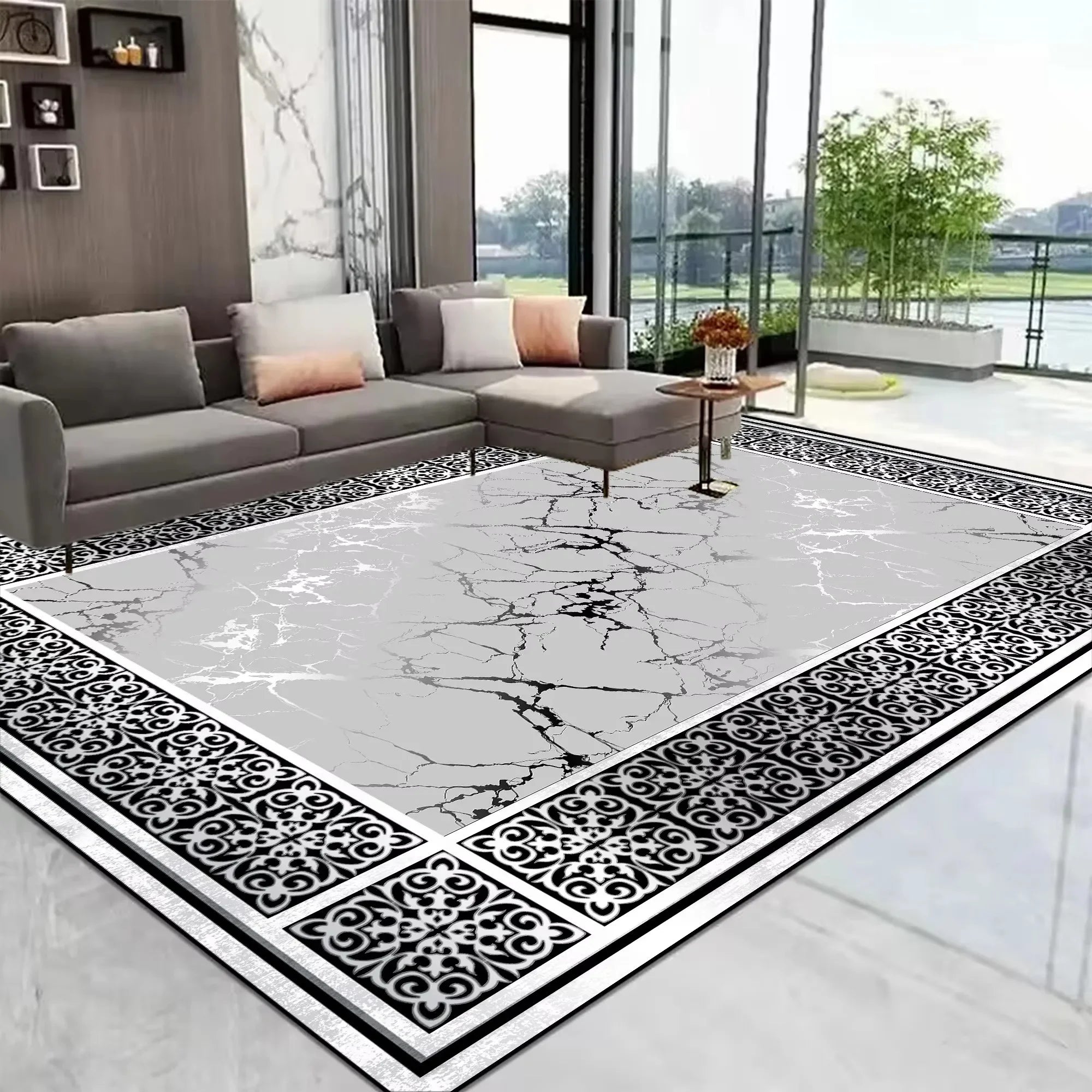 Navak Carpet European Gold Large Living Room Carpet Home Decoration Luxury Coffee Tables Mat Non-slip Washable Rug for Bedroom Decor Alfombra