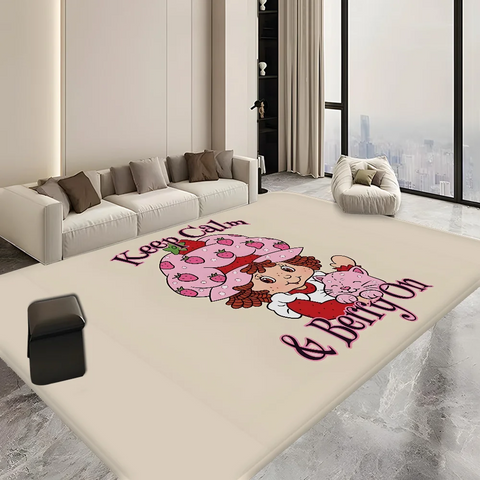 Navak Carpet S-Strawberry-Pink girl Floor Mat Bathroom Mat Kids Room Bedroom Decoration Balcony Anti-Slip Doormat Living Room Welcome Rug