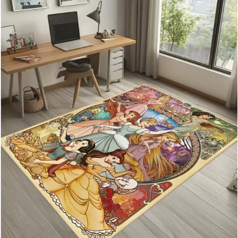 Navak Carpet Daily Picks Disney Princess Portrait Carpet Living Room Bathroom Bedroom Area Rug Casual Play 카펫 Mat Bath Door Mat Floor Pad Game Mat