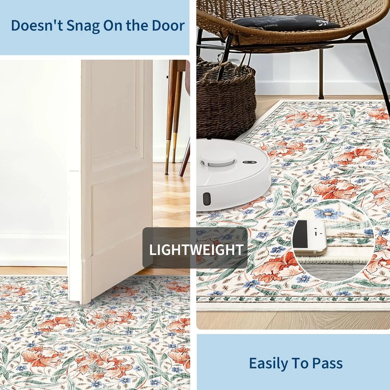 Navak Carpet Hallway Runner Rug Soft Floral Kitchen Rugs Washable Non Slip Corridor Long Carpet Bedroom Bedside Bath Laundry Room Floor Mat