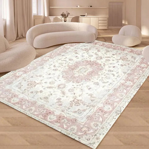 Navak Carpet Non-Slip Backing Area Rugs Pink Soft Carpet Foldable Machine Retro Washable for Living Room Bedroom Dining Home Office Decorate