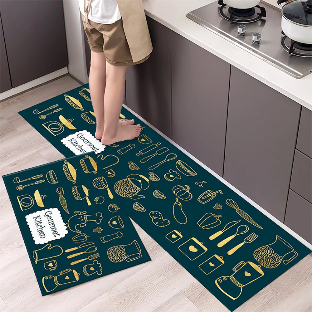 Navak Carpet Polyster Waterproof Oilproof Kitchen Mat Printed Antislip Bath Mat Soft Bedroom Floor Mat Living Room Carpet Doormat Kitchen Rug