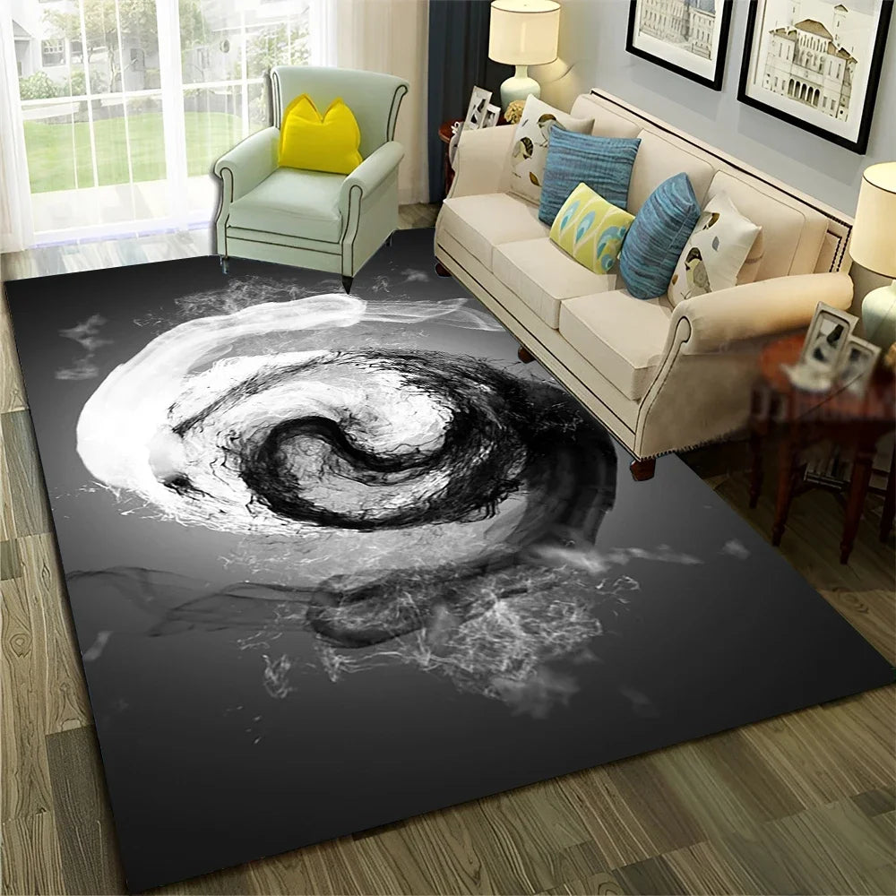 Navak Carpet Chinese 3D Tai Chi Bagua Yin Yang  Carpet Rug for Home Living Room Bedroom Sofa Doormat Decor,Child Area Rug Non-slip Floor Mat