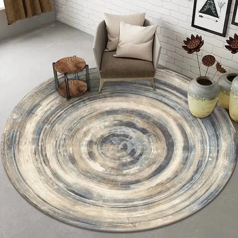 Navak Carpet Abstract Art Round Rug Living Room Sofa Bedroom Decorative Carpet Computer Chair Floor Mat Non-Slip