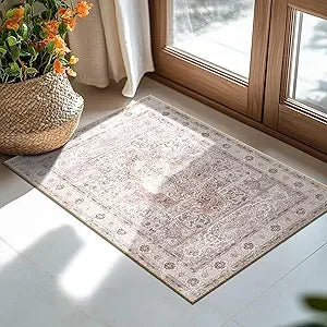 Navak Carpet Area Rugs Machine Washable No Pile Non Slip Vintage Rugs for Living Room&Bedroom&Dinning Room Bohemian Distressed Carpet I