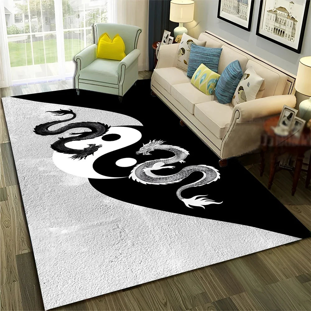 Navak Carpet Chinese 3D Tai Chi Bagua Yin Yang  Carpet Rug for Home Living Room Bedroom Sofa Doormat Decor,Child Area Rug Non-slip Floor Mat