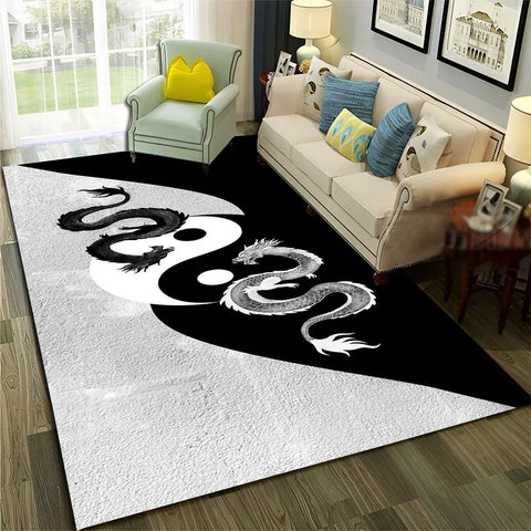 Navak Carpet Chinese 3D Tai Chi Bagua Yin Yang  Carpet Rug for Home Living Room Bedroom Sofa Doormat Decor,Child Area Rug Non-slip Floor Mat
