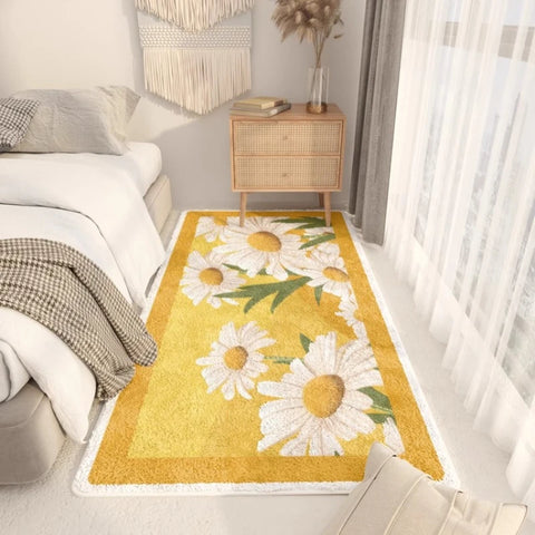 Navak Carpet Nordic Style Bedroom Decor Plush Carpet Flower Pattern Carpets for Living Room Washable Bedside Floor Mat Fluffy Soft Lounge Rug