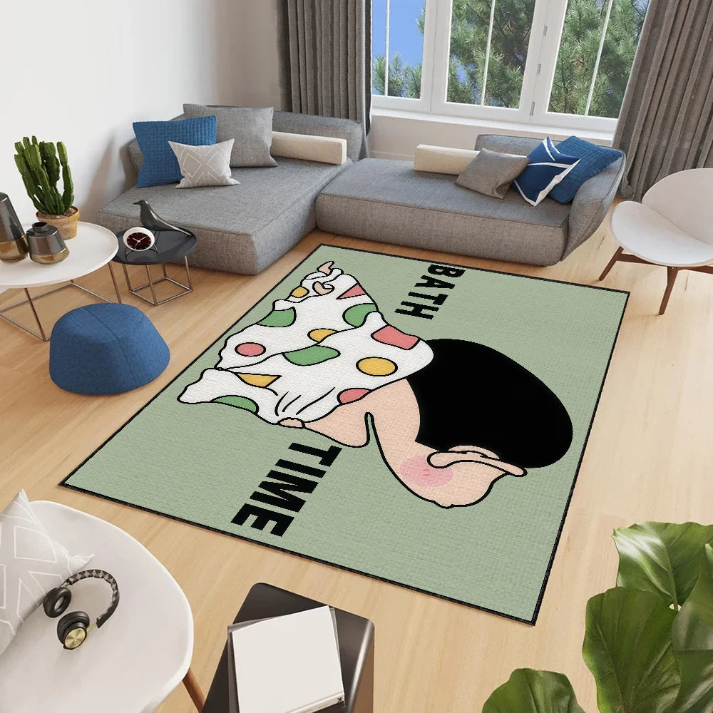Navak Carpet Anti-Slip Cute C-chan Kitchen C-Crayon S-Shin Bedroom Tufted Rug cartoon Carpet time funny bath Living Room Entrance Decoration
