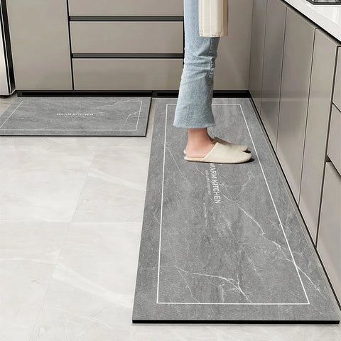 Navak Carpet Kitchen Floor Mats Waterproof Oil-proof Wipeable Washable Mat Leather Non-slip Dirt-resistant Carpet Imitation Marble Long Rugs