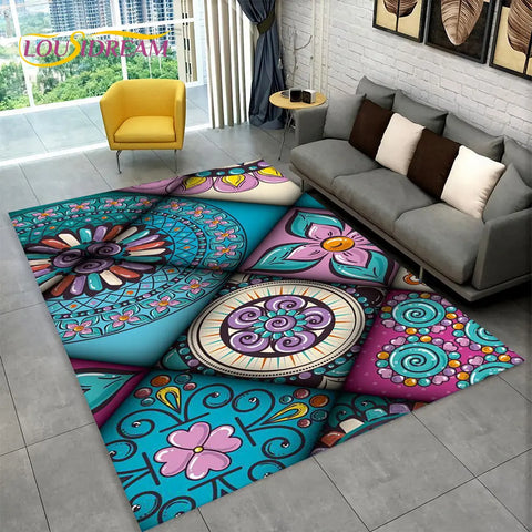 Navak Carpet Bohemia Mandala Geometric Area Rug,Carpet Rug for Home Living Room Bedroom Sofa Doormat Kitchen Decor,Kid Non-slip Floor Mats