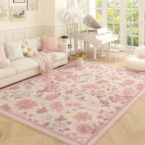 Navak Carpet Living Room Carpet Pink Flower Rug Big Size Home Decoration Floor Mat Soft Plush Room Decor Large Area Rugs Shaggy Bedroom