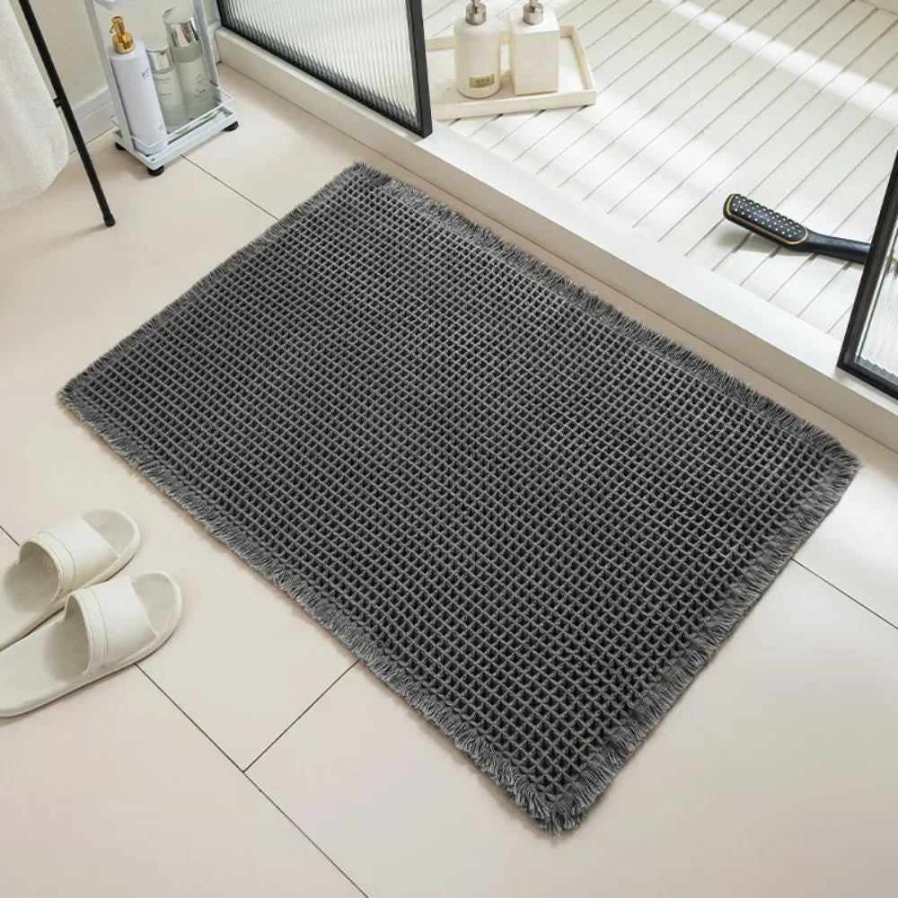 Navak Carpet Bathroom Absorbent Carpet Waffle Non-Slip Bath Mat Soft Doormat Toilet Absorbent Beside Bathtub Wash Basin Machine-Washable Rug