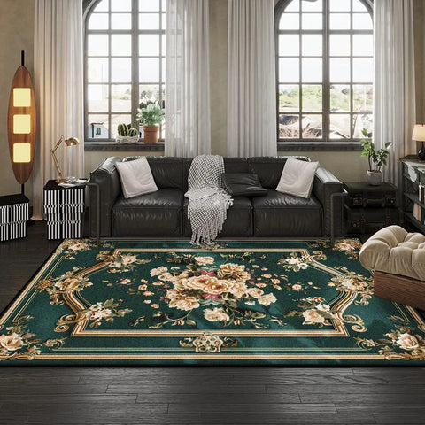 Navak Carpet European Style Flower Plant Living Room Carpet Luxury Decoration Home Sofa Area Soft Floor Mats Bedroom Cloakroom Non-slip Rug