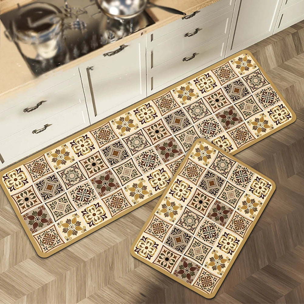 Navak Carpet Kitchen Mat Absorbent Printed Kitchen Rugs Non-slip Area Mat Hallway Long Carpets for Living Room Bedroom Entrance Doormat Bath