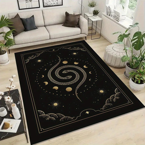 Navak Carpet Crystal Velvet Carpet Moon Phase Snake and Star Pattern Area Carpet Non-Slip Door Mat Home Decoration Multi Size