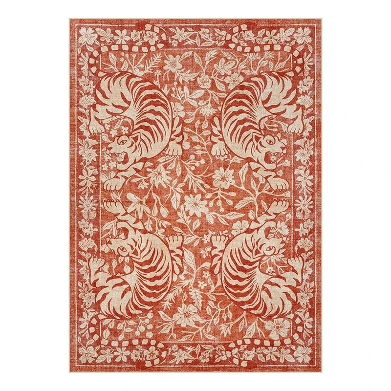 Navak Carpet Living Room Carpet Non-slip Soft Machine Washable Floor Mat Retro Black Tiger Easy To Fold Rug Bedroom Large Size Decorative Mat