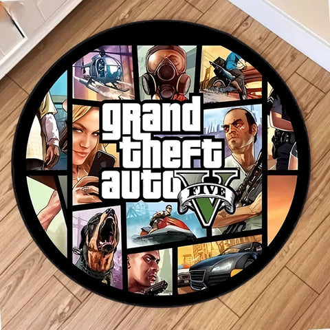 Navak Carpet Cartoon GTA Circle Carpet for Living Room Decor Personalized Round Area Rug Sofa Table Chairs Bedroom Decor Floor Mat