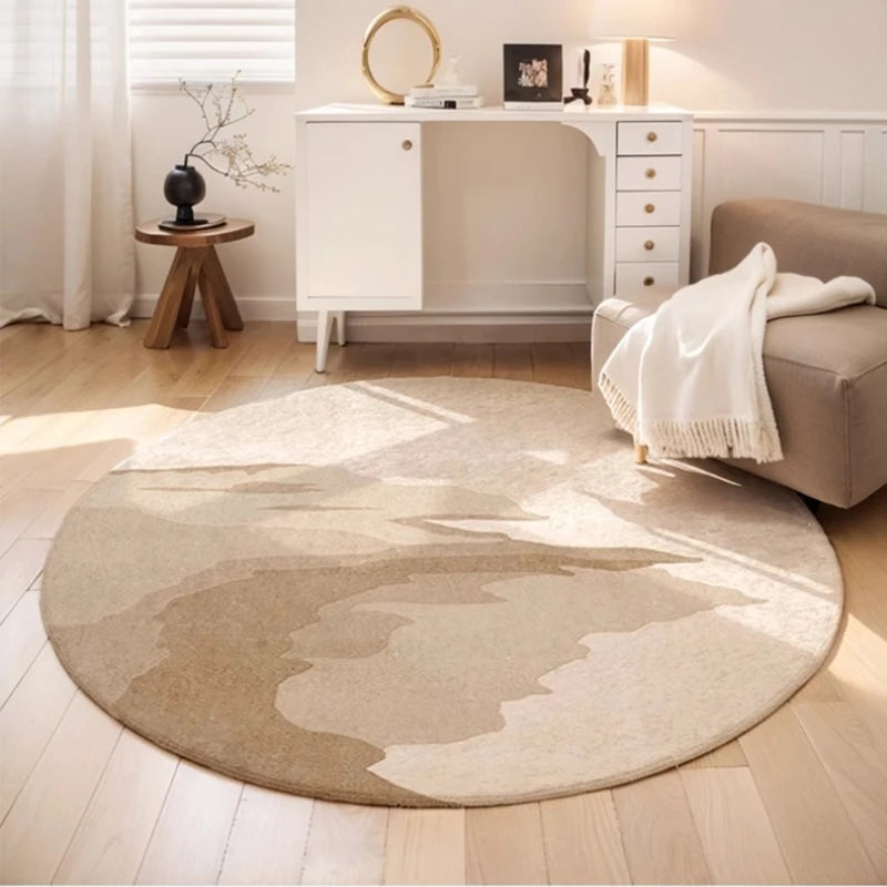 Navak Carpet Nordic Style Bedroom Decor Round Carpet Minimalist Carpets for Living Room Thick Plush Study Floor Mat Fluffy Soft Cloakroom Rug
