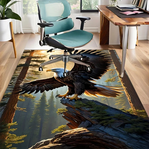 Navak Carpet 3D Eagle take-off printing area carpet-non-slip polyester chair carpet pad, living room interior bedroom decoration